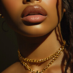 Close up on woman's lips.
