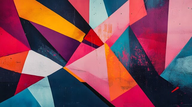 Colorful abstract design with sharp angles and intricate details, perfect for a chic office environment