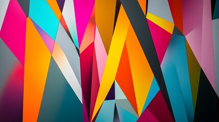 Obraz premium Bold geometric design with bright tones and sharp angles, ideal for a stylish office environment