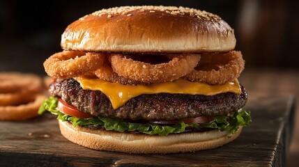 Savory Cheeseburger Known as the Onion Ring Cowboy Burger