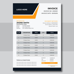 Invoice bill design template. Bill form business invoice design