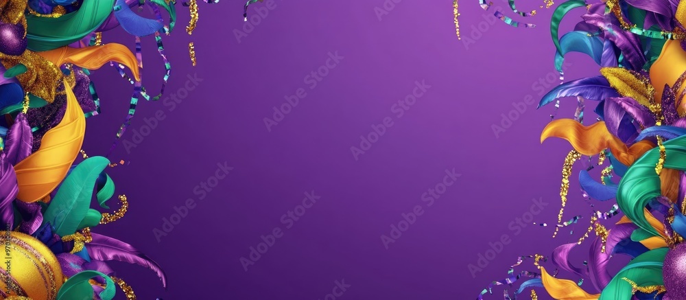 Poster mardi gras themed solid color background with ample empty space for text and design elements