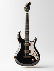 Naklejka premium 3D render of a glossy electric guitar isolated on a white background