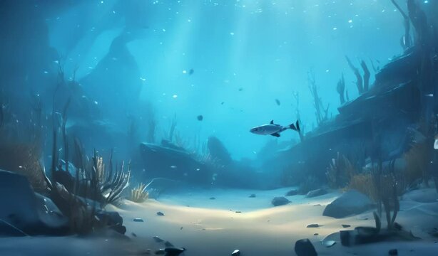 Underwater World with Fish and Coral Reef