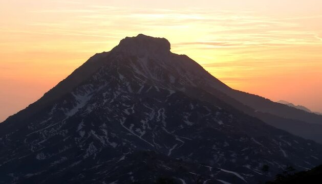 Sunset on Mt Trisul in Uttarakhand, Uttar Pradesh, India, Indian Sub-Continent
