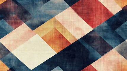 Fototapeta premium Abstract texture featuring a colored intersecting striped pattern with a vintage weave background showcasing a geometric checkered illustration suitable for wallpaper interior fabrics and garment