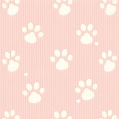 Cat Footprint Pattern Wallpaper. Generative ai
