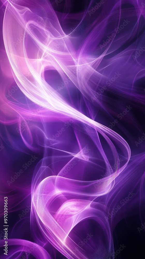 Sticker Abstract swirling purple and pink light waves