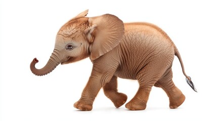Obraz premium Cute Baby Elephant Walking Isolated on White Background