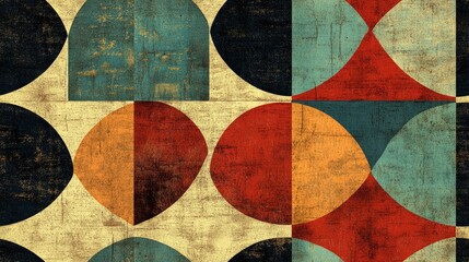Fototapeta premium Curved quadrilateral shapes with an aged texture Stylish seamless pattern designs suitable for wallpaper textiles invitation cards wrapping and web page backgrounds