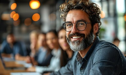Obraz premium Focused people in a work meeting
