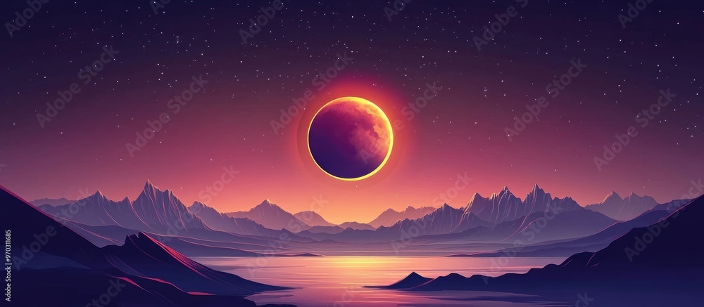 Poster lunar eclipse concept with moon eclipse background design