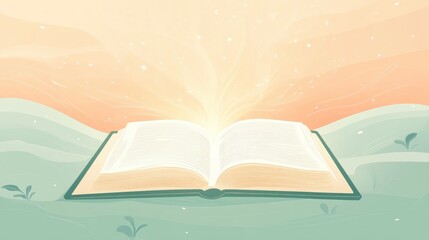 Spiritual And Biblical Knowledge Open Holy Bible With Divine Light And Heavenly Aura