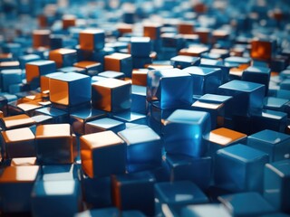 Obraz premium 3d render blue blocks background