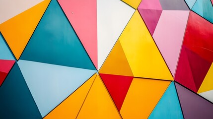 Fototapeta premium Colorful geometric shapes with bold patterns and bright hues, ideal for a stylish bedroom decor