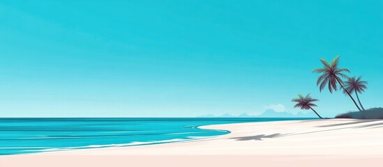 Isla O Playa Desierta Caribena Con Arena Blanca Y Agua Azul