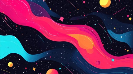 Colorful Cosmic Background Surreal Abstraction Universe With Flares And Stars