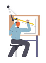 Fototapeta premium Architect Drafting at Workstation vector