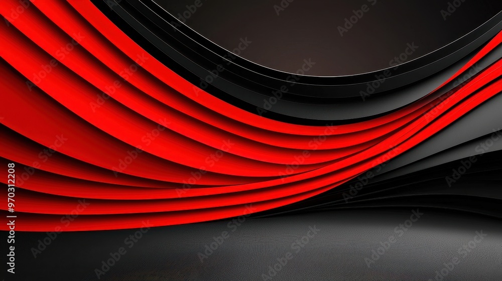 Poster abstract red black curved lines pattern background