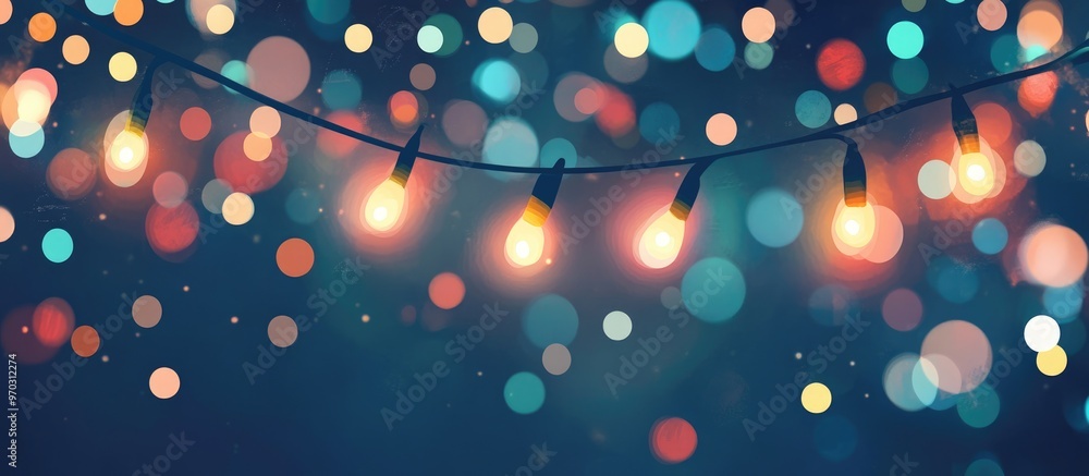 Poster abstract background with christmas lights and bokeh blur effect