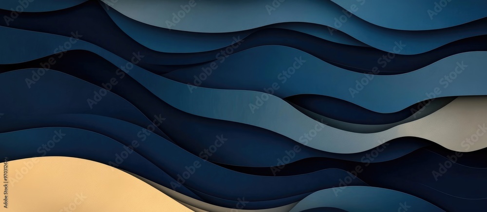 Aufkleber abstract navy blue background with pulsating patterns dark blue beige abstract backdrop featuring te