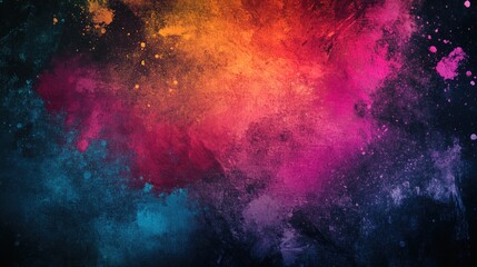Fototapeta premium Abstract grunge 2d background featuring vibrant color splashes suitable for cover designs posters banners flyers cards and interior design Futuristic multicolor ink texture illustration