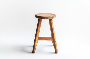  a simple wooden stool with a round seat