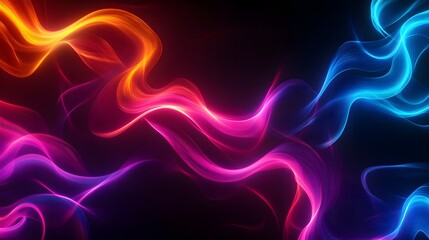 Obraz premium Bold neon swirls and spirals, floating on a black canvas, seamless design, glowing effect, vibrant and modern.