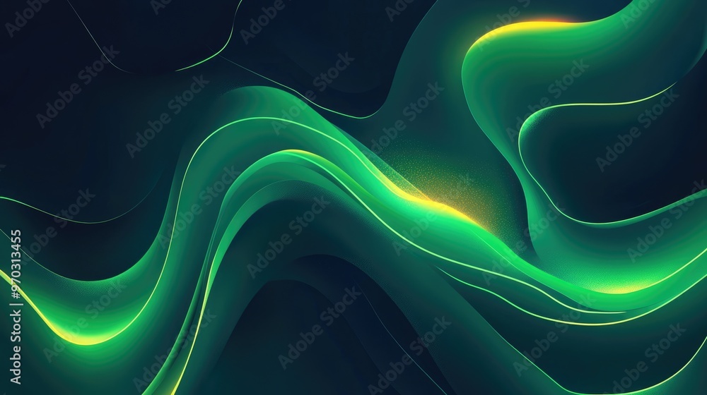 Poster green torch abstract background image neon gradient glowing lines with flame light on dark backdrop 