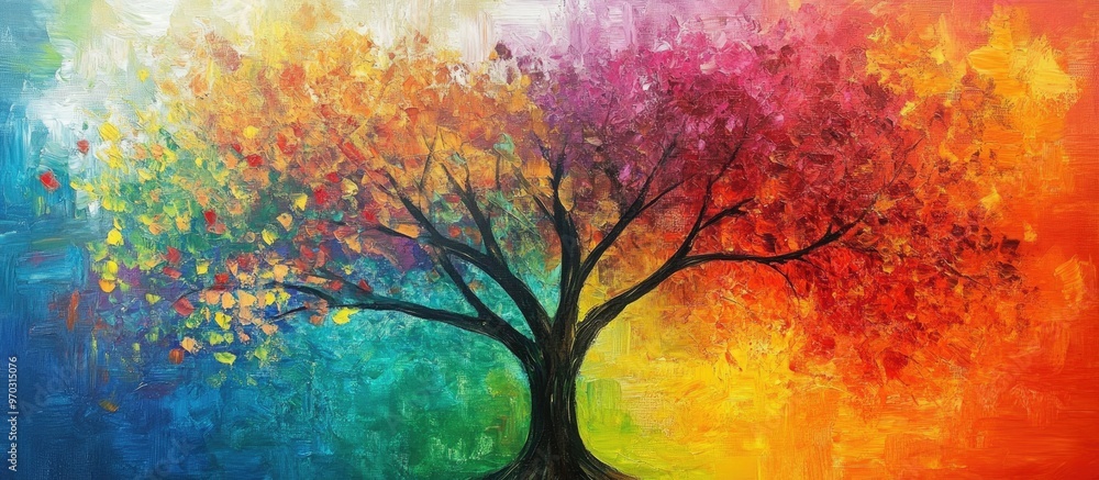 Aufkleber tree painting on canvas suitable for layout or background design