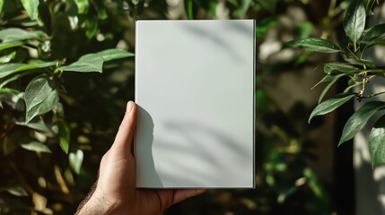 Mockup of a Hand Holding a Blank White Magazine with Transparent Cover Template