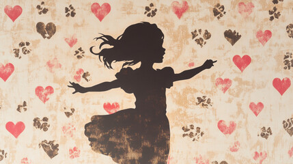 Fototapeta premium Girl in Heart Pattern.