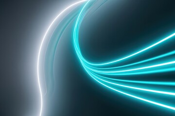 Cyan Neon Wave Motion with Futuristic Glow and High-Speed Dynamics