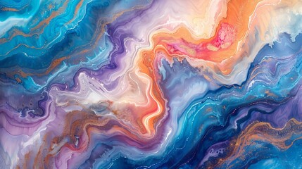 Liquid Acrylic Resin Art Painting, Multicolor Liquid Oil Canvas Marble Texture, Contemporary Art.