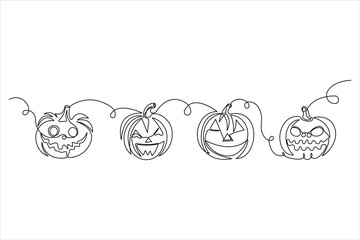 Continuous one line art drawing of pumpkin design vector illustration 