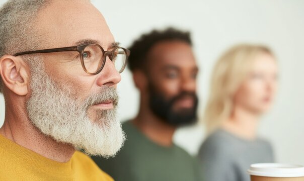 Diverse Colleagues Having Coffee Break Discussion - Modern Office Setting