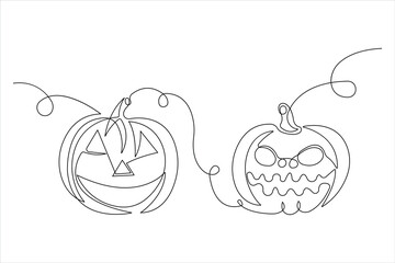 Continuous one line art drawing of pumpkin design vector illustration 
