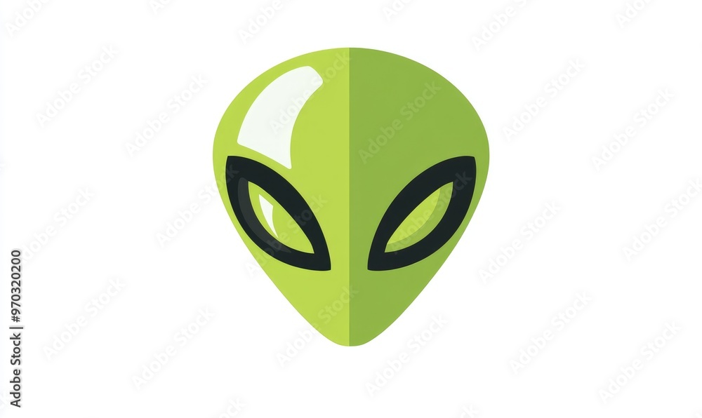 Poster flat eco friendly alien icon with rounded edges on a white background designed in a green color sche