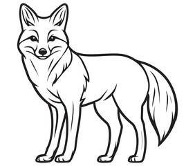 Fox cartoon isolated on white background outline drawing
