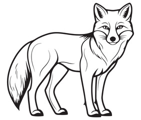 Fox cartoon isolated on white background outline drawing