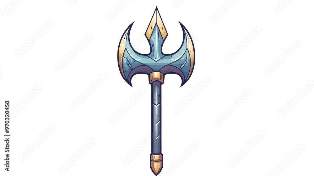 Poster isolated trident on a white background modern 2d cartoon illustration in a clean line style suitable