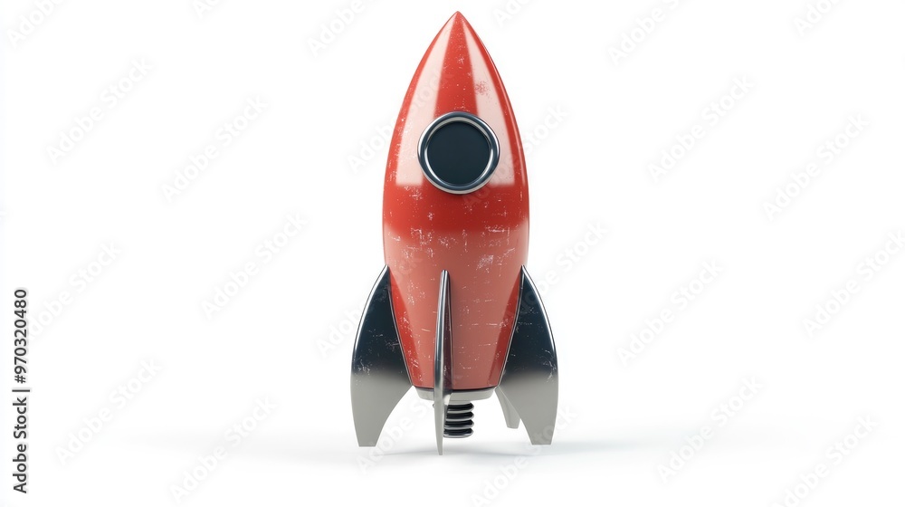 Poster small rocket isolated on a white background 3d rendering