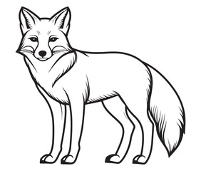 Fox cartoon isolated on white background outline drawing