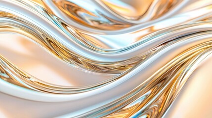 Abstract Metallic Swirls  Gold and Silver Liquid Background