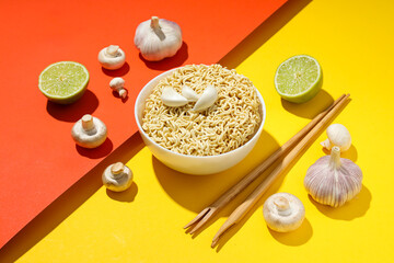 Concept of tasty fast food - instant noodles
