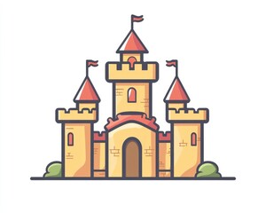 Fototapeta premium Line icon of a fantasy castle in a modern flat design style
