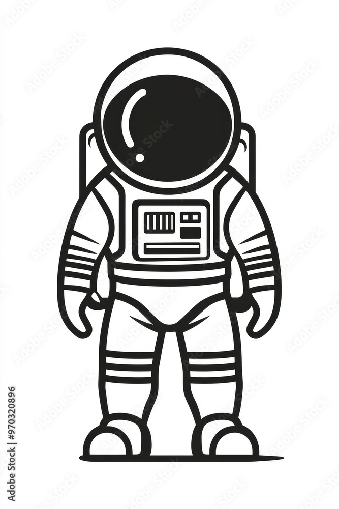 Aufkleber outline style astronaut icon on a white background symbol representing various professions in a 2d c