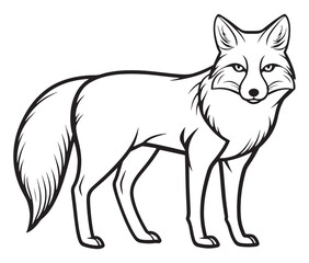 Fox cartoon isolated on white background outline drawing