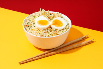 Concept of tasty fast food - instant noodles