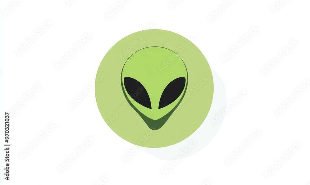Poster flat eco friendly alien icon with rounded edges on a white background designed in a green color sche